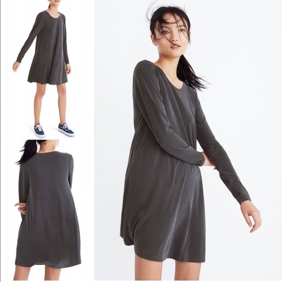 Madewell Dresses & Skirts - MADEWELL Gray Long Sleeve Modal Blend Swing Shift Dress Size Medium